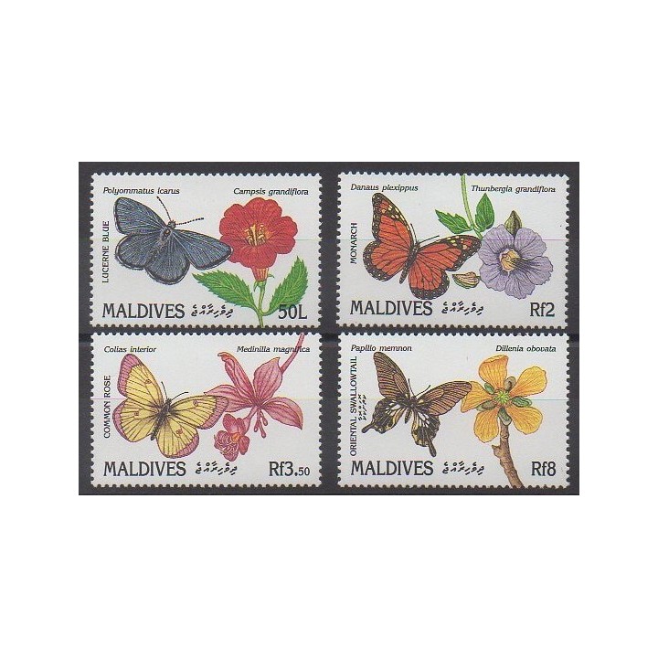 Maldives - 1991 - No 1368/1371 - Insectes - Fleurs