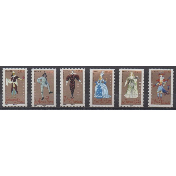 France - Poste - 2006 - No 3917/3922 - Costumes - Musique