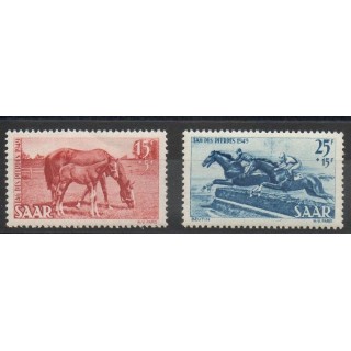 Timbres - Thème chevaux - Sarre - 1949- No 253/254