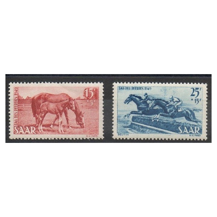 Timbres - Thème chevaux - Sarre - 1949- No 253/254