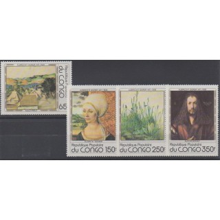 Timbres - Thème tableaux - Congo (République du) - 1978 - No 520/523