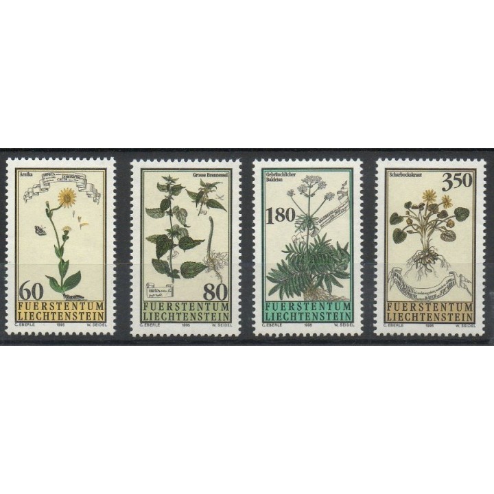 Stamps - Theme flowers - Liechtenstein - 1995- Nb 1057/1060