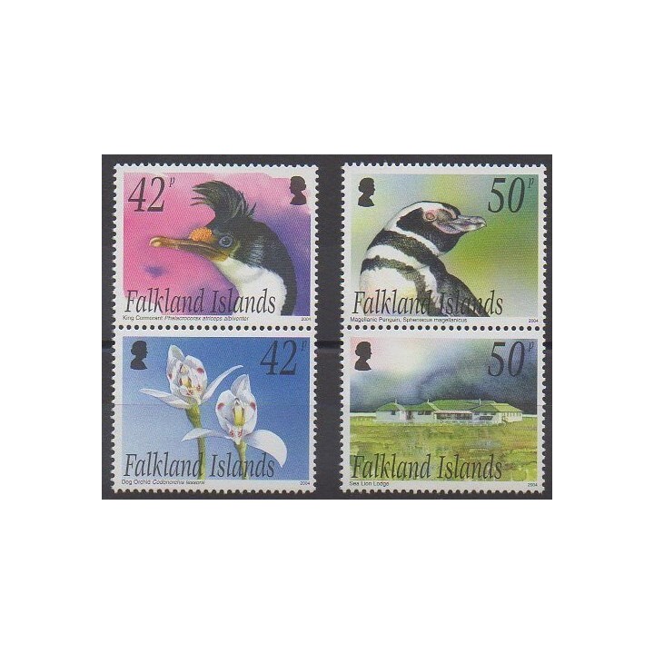 Falkland - 2004 - No 886/889 - Oiseaux - Fleurs