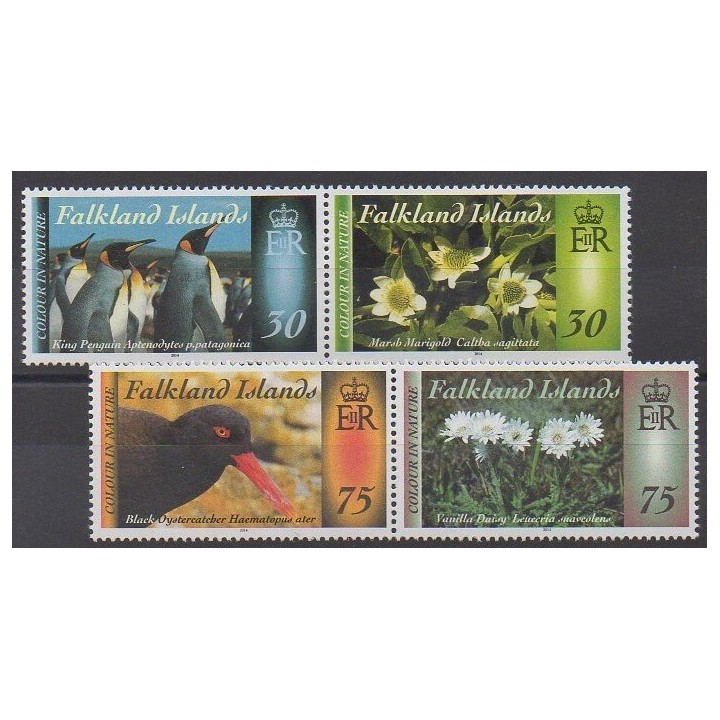 Falkland - 2014 - No 1181/1184 - Oiseaux - Fleurs
