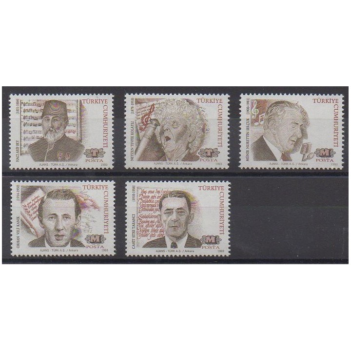 Turkey - 1993 - Nb 2723/2727 - Celebrities
