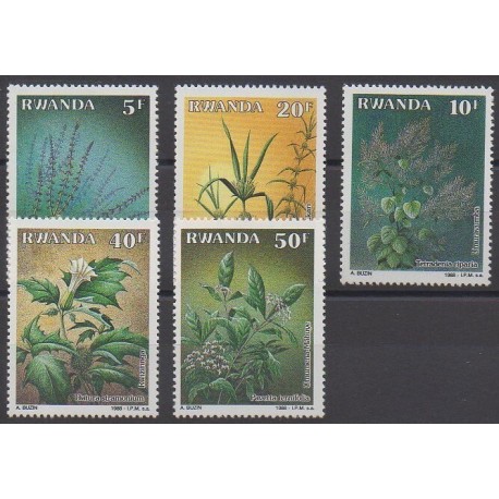 Rwanda - 1988 - No 1276/1280 - Fleurs