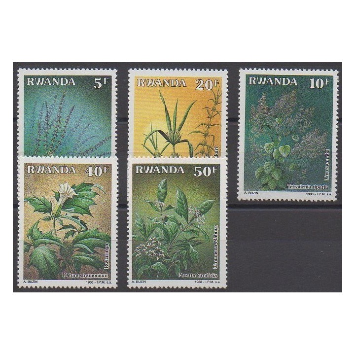 Rwanda - 1988 - Nb 1276/1280 - Flowers