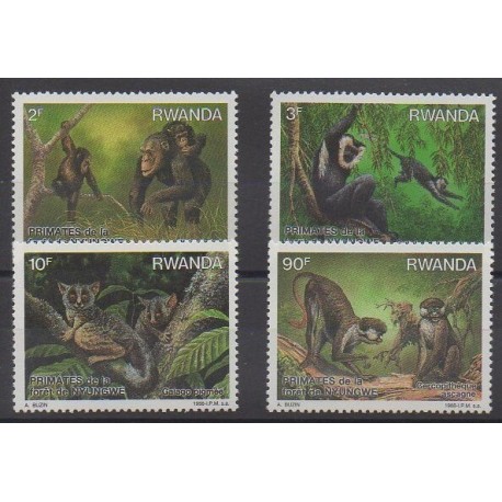 Rwanda - 1988 - No 1259/1262 - Mammifères