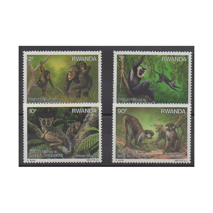 Rwanda - 1988 - No 1259/1262 - Mammifères
