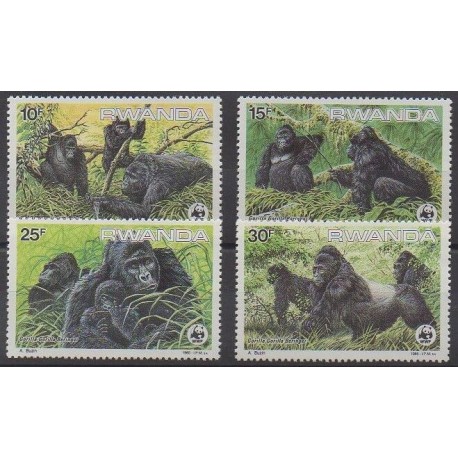 Rwanda - 1985 - No 1173/1176 - Mammifères - Espèces menacées - WWF