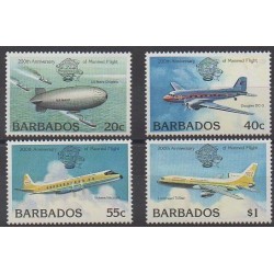 Barbados - 1983 - Nb 576/579 - Planes - Hot-air balloons - Airships