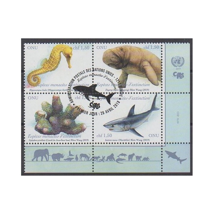 Nations Unies (ONU - Genève) - 2019 - No 1048/1051 - Espèces menacées - WWF - Oblitérés - Oblitéré