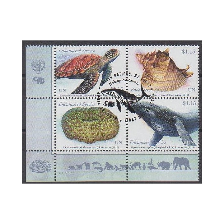 Nations Unies (ONU - New-York) - 2019 - 1649/1652 - Espèces menacées - WWF - Oblitérés - Oblitéré