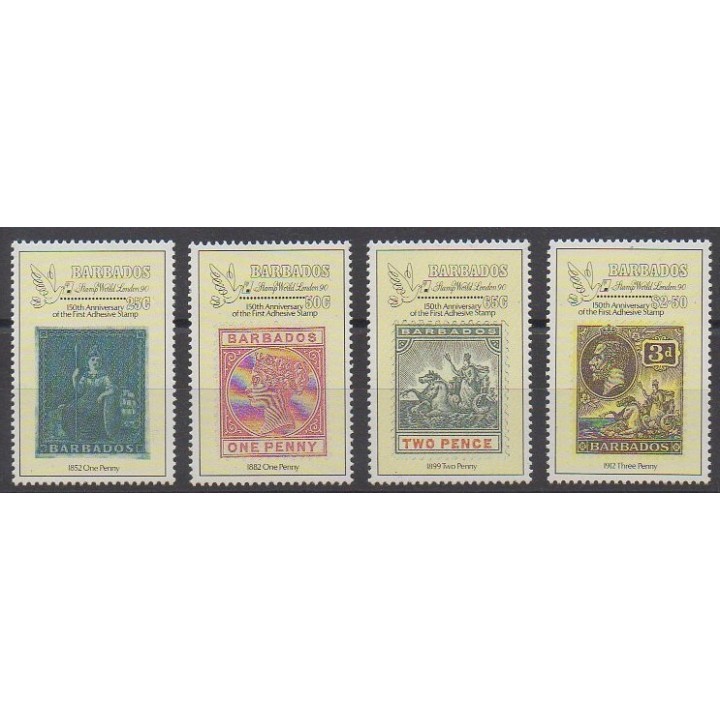 Barbade - 1990 - No 776/779 - Timbres sur timbres