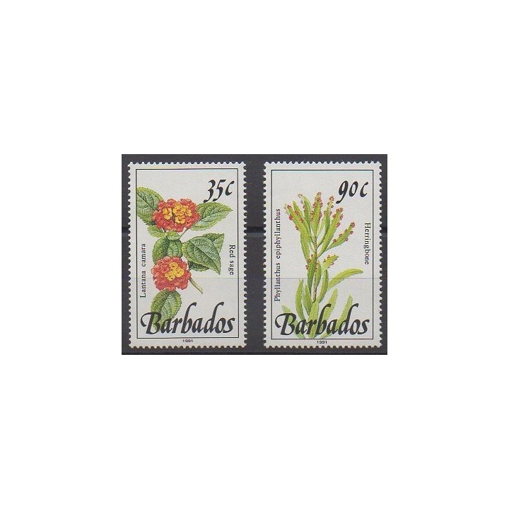 Barbade - 1992 - No 829/830 - Fleurs