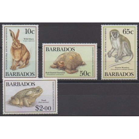 Barbade - 1989 - No 748/751 - Espèces menacées - WWF - Animaux