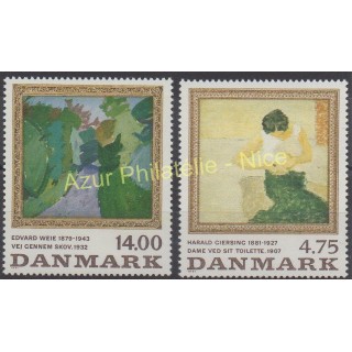 Timbres - Thème tableaux - Danemark - 1991 - No 1019/1020