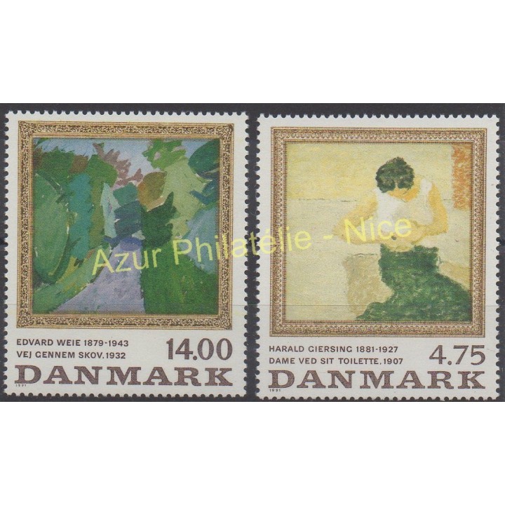 Timbres - Thème tableaux - Danemark - 1991 - No 1019/1020