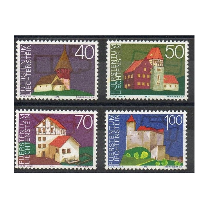 Timbres - Thème monuments - Liechtenstein - 1975- No 573/576