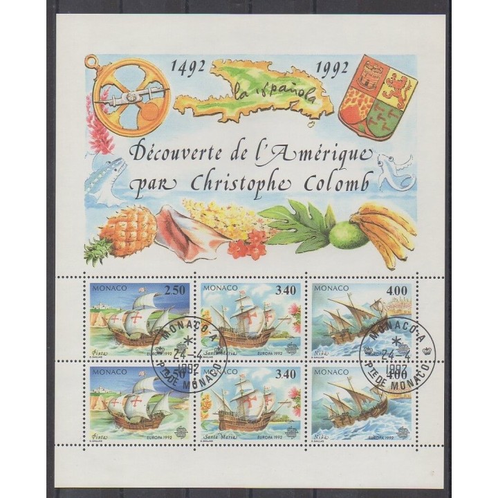 Monaco - Blocks and sheets - 1992 - Nb BF57 - Christophe Colomb - Europa - Used - Used