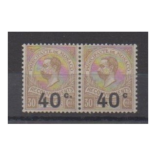 Monaco - Postage due - 1919 - Nb T12a attenant à normal - Mint hinged - Mint hinged