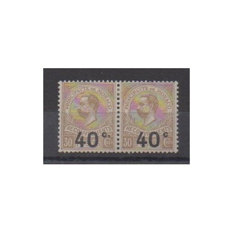 Monaco - Postage due - 1919 - Nb T12a attenant à normal - Mint hinged