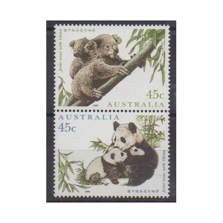 Australie - 1995 - No 1453/1454 - Mammifères - Espèces menacées - WWF