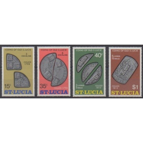 Sainte-Lucie - 1974 - No 354/357 - Monnaies, billets ou médailles