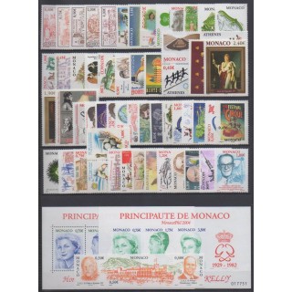 Acheter les timbres et les 2 blocs-feuillets de Monaco  de l'année 2004 (2418/2478 - BF89/BF90).