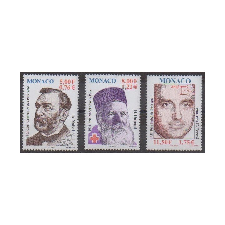 Acheter cette série de timbres de Monaco de l'année 2001 (No 2314/2316).