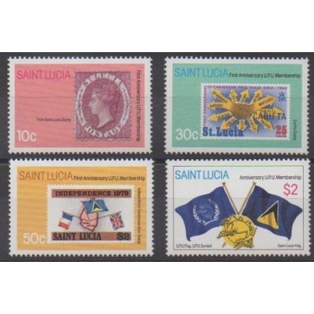 Sainte-Lucie - 1981 - No 551/554 - Service postal - Timbres sur timbres