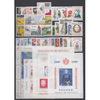 Acheter cette série de timbres et ces 3 blocs feuillets de Monaco  de l'année 1999 (No 2186/2229 - BF81/BF83).