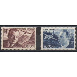 Timbres  - France - Poste aérienne - 1947 - No PA 21 / PA 22