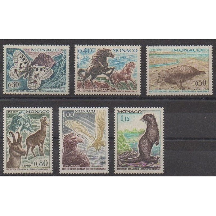 Acheter cette série de timbres de Monaco de l'année 1970 (No 809/814).