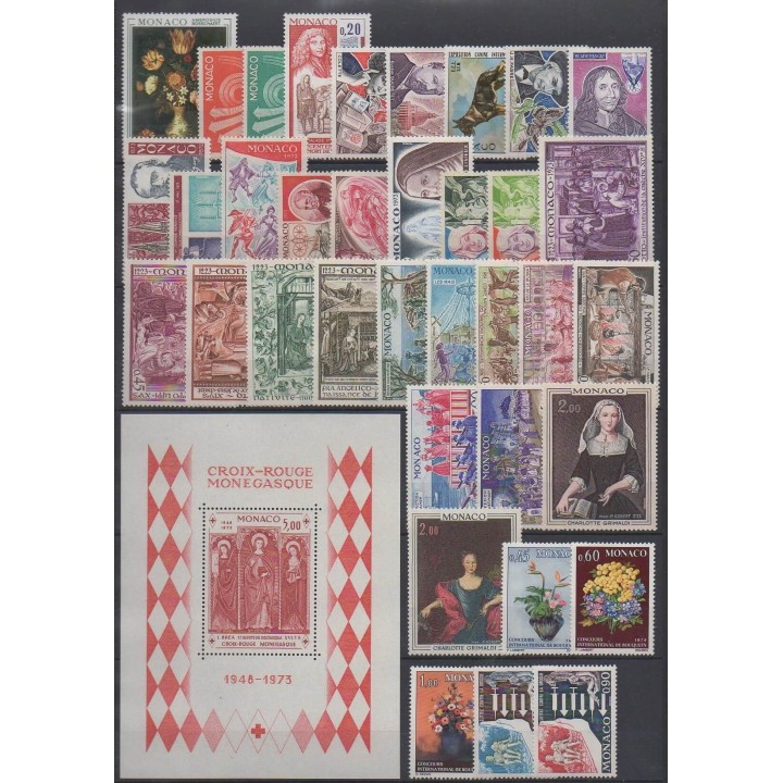 Acheter les timbres et le bloc-feuillet de Monaco  de l'année 1973 (No 916/952 - BF7).