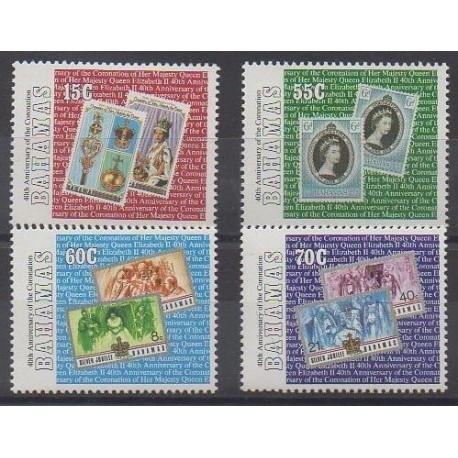 Bahamas - 1993 - No 791/794 - Royauté - Principauté - Timbres sur timbres