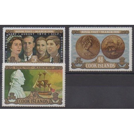 Cook (Iles ) - 1970 - No 249/251 - Royauté - Principauté - Monnaies, billets ou médailles