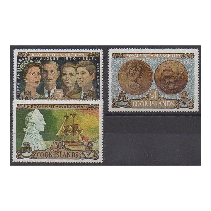 Acheter cette série de timbres des îles  Cook  de l'année 1970 (No 249/251).