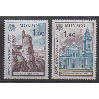 Acheter cette série de timbres de Monaco de l'année 1977 (No 1101/1102).