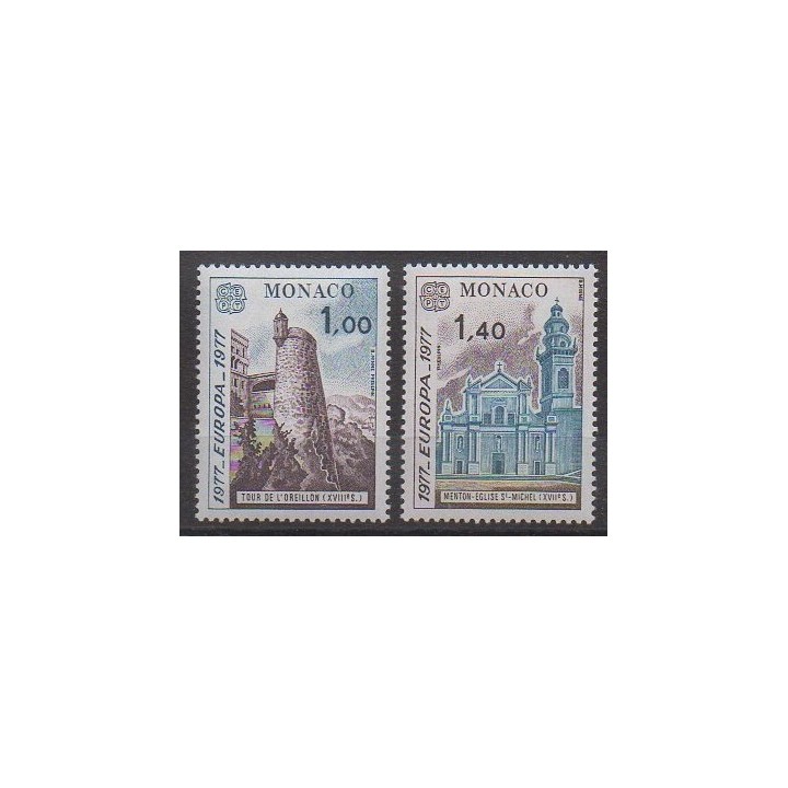 Acheter cette série de timbres de Monaco de l'année 1977 (No 1101/1102).