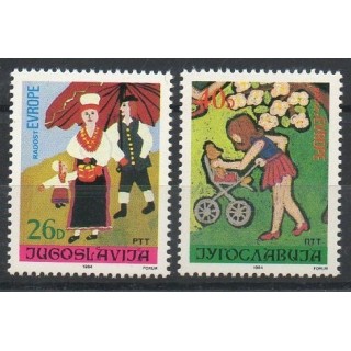 Timbres - Thème dessins d'enfants - Yougoslavie - 1984- No 1944/1945