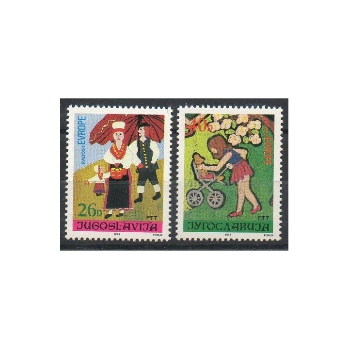 Timbres - Thème dessins d'enfants - Yougoslavie - 1984- No 1944/1945