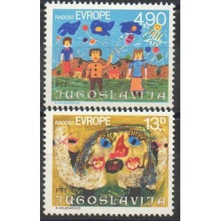 Timbres - Thème dessins d'enfants - Yougoslavie - 1980- No 1740/1741
