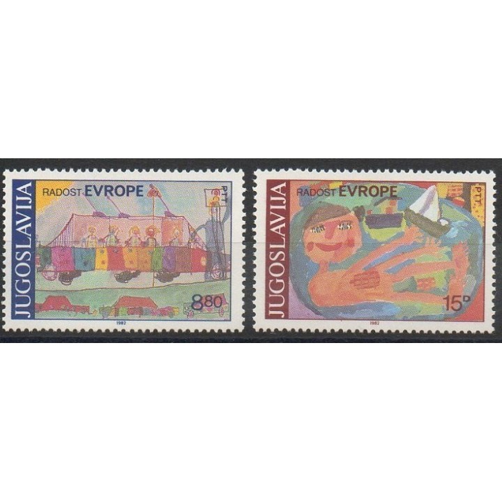 Timbres - Thème dessins d'enfants - Yougoslavie - 1982- No 1829/1830