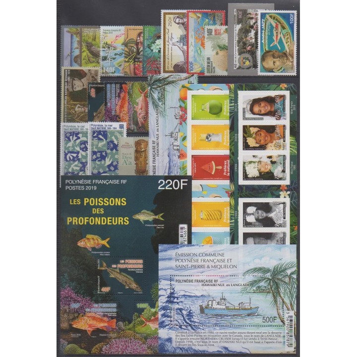 Acheter les timbres et les 2 blocs-feuillets de Polynésie  de l'année 2019 (No 1205/1234 - BF50/BF51).