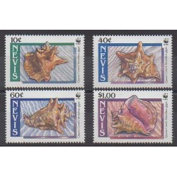 Nevis - 1990 - No 517/520 - Vie marine - Espèces menacées - WWF