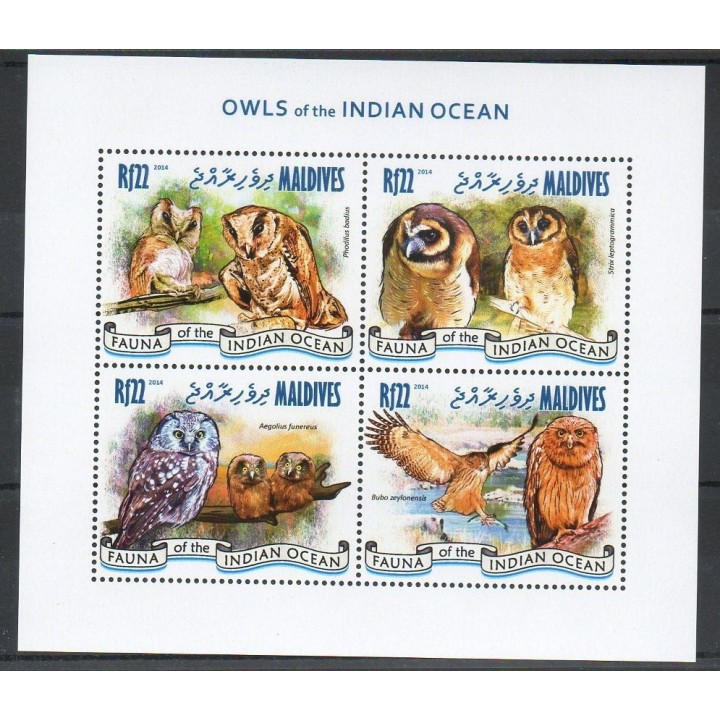 Timbres - Thème rapaces nocturnes - Maldives - 2014- No 4313/4316
