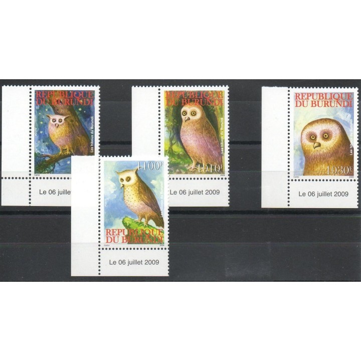 Timbres - Thème rapaces nocturnes - Burundi - 2009- No 1129/1132