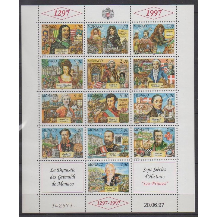 Acheter cette série de timbres de Monaco de l'année 1997 (No 2112/2124).
