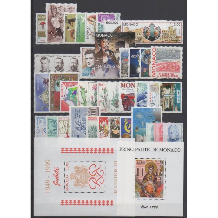 Acheter les timbres et les 2 blocs-feuillets de Monaco  de l'année 1998 (No 2146/2185 - BF79/BF80).